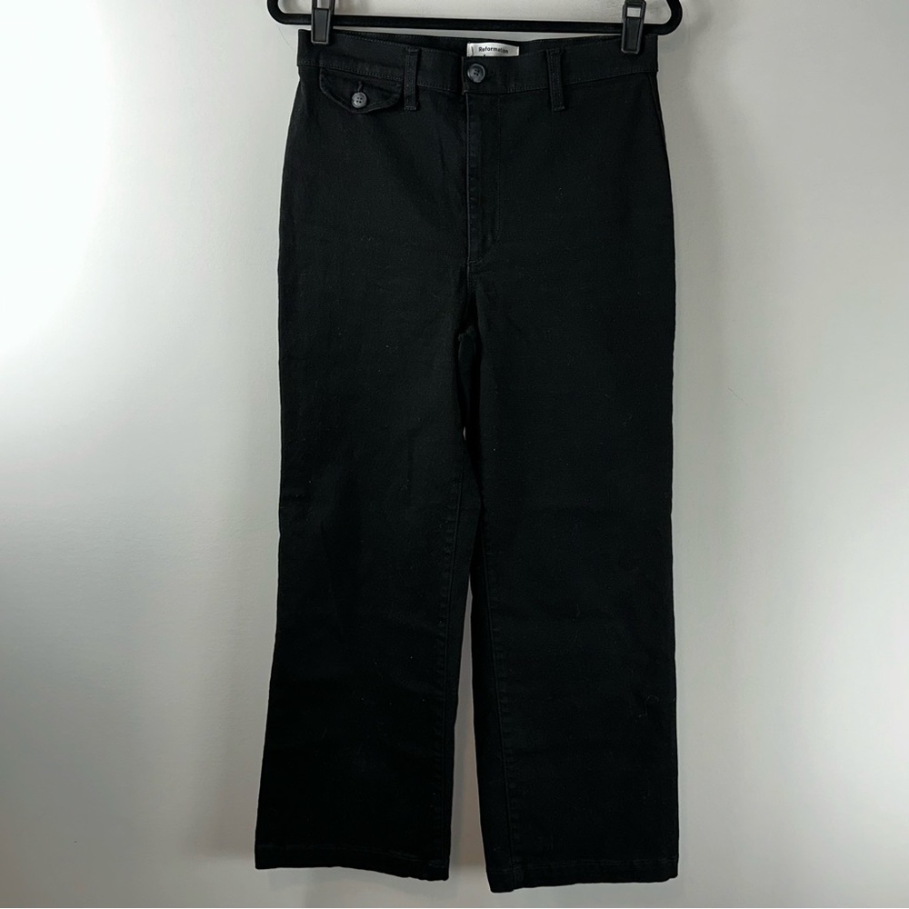 Reformation Jeans Mickie Stretch Cropped Trousers in Black Women Size 29